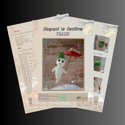 Montage photo montrant plusieurs pages du patron de Gaspard le fantôme