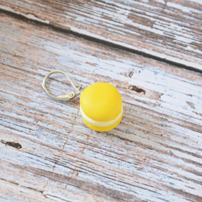 Marqueur de maille en forme de macaron au citron en pâte polymère pour crochet ou tricot