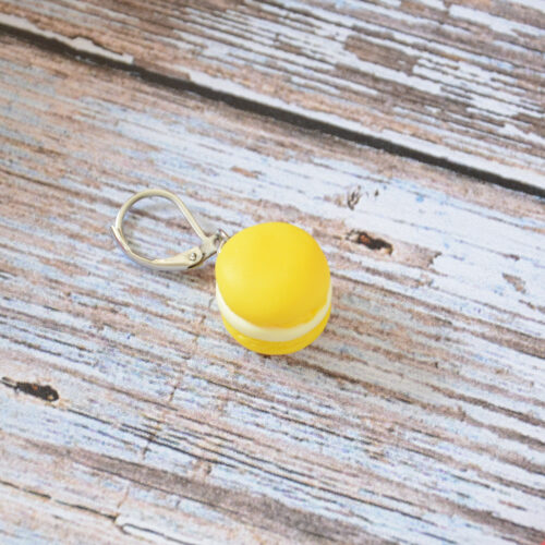 Marqueur de maille en forme de macaron au citron en pâte polymère pour crochet ou tricot