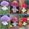 Montage photo de différents champignons crochetées, réalisés par les testeuses du patron d'Ottie le champignon.