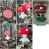 Montage photo de différents champignons crochetées, réalisés par les testeuses du patron d'Ottie le champignon.